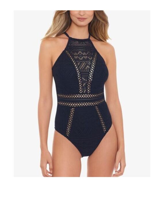 Salt + Cove Other - Salt + Cove Juniors Crochet Overlay One Piece Swimsuit Black Size S High Neck